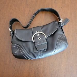 Vintage Coach E04S - 9247 Soho Small Flap Hobo Bag Black Leather